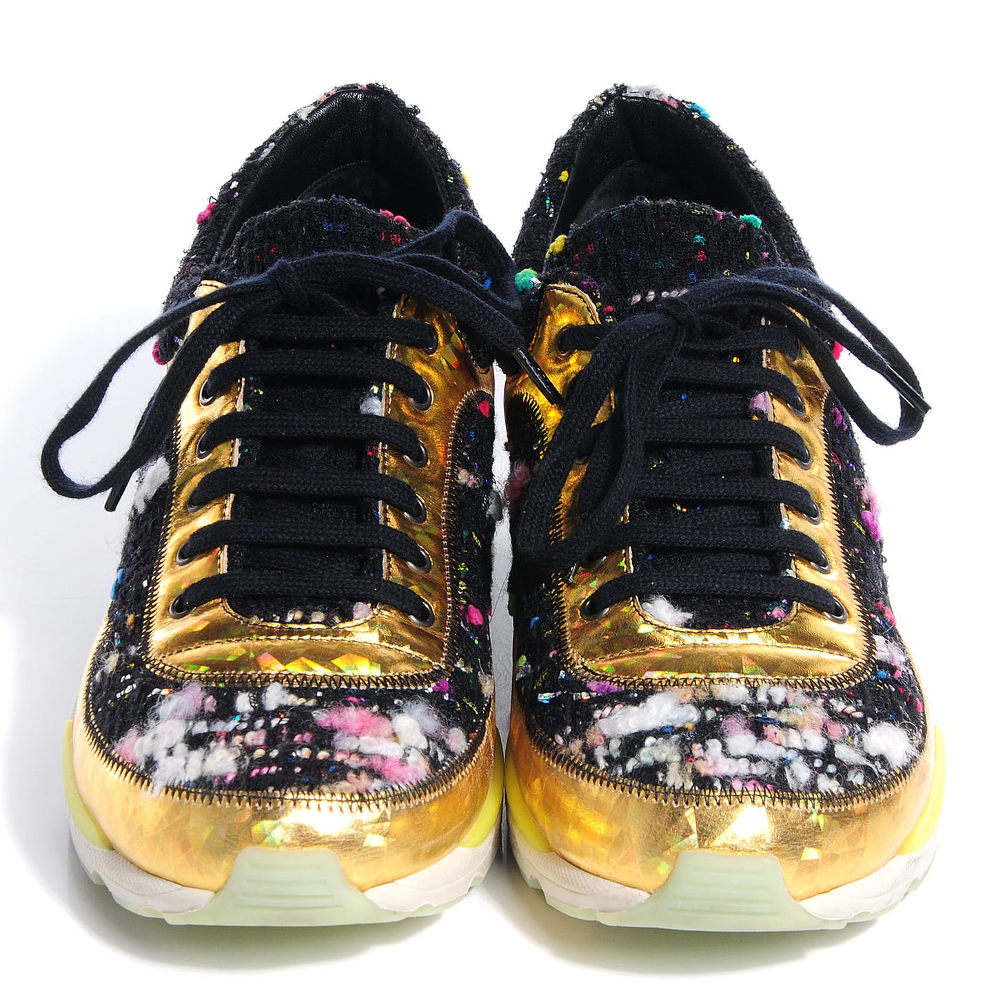 Tweed Lambskin Runway Sneakers Black 36
