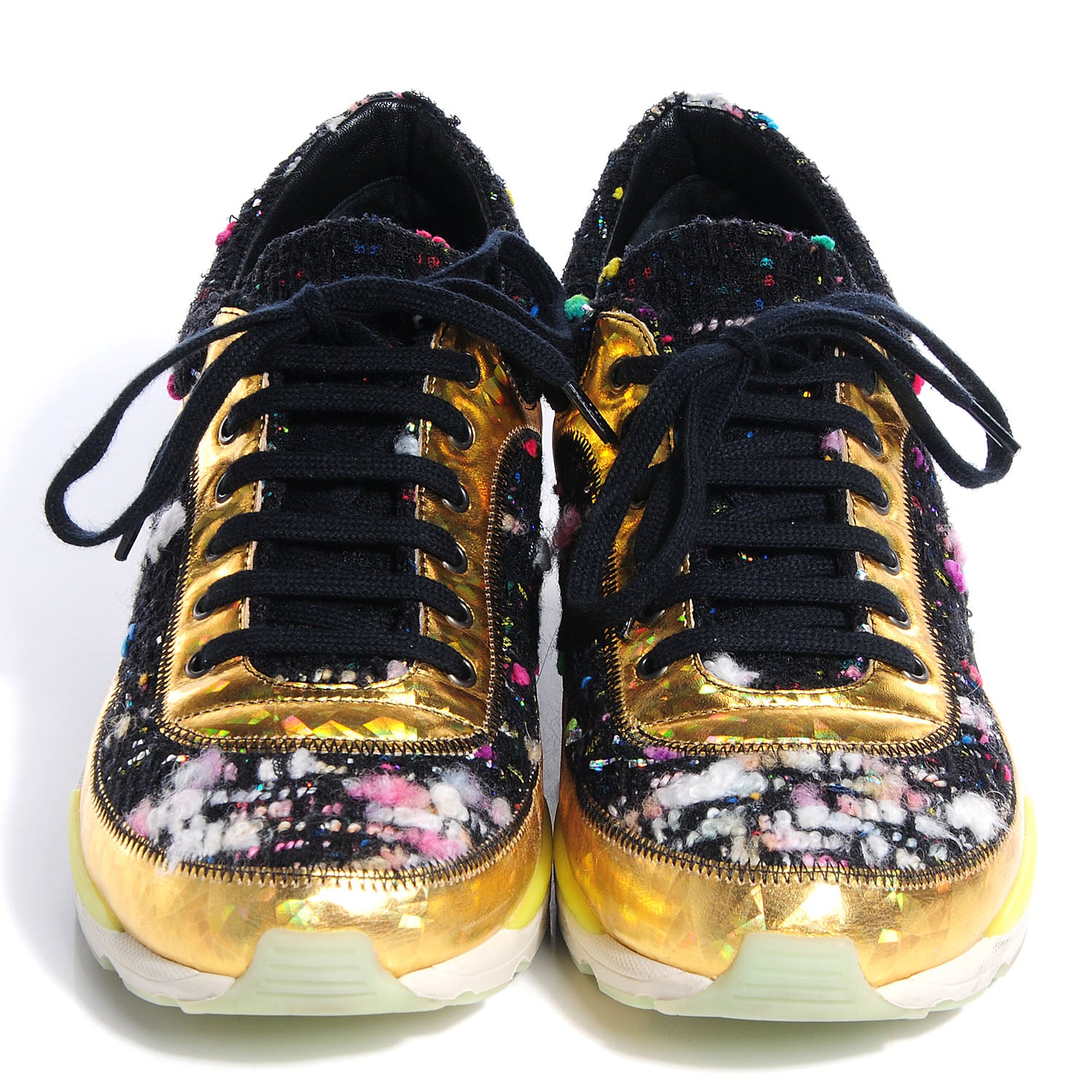 Chanel Tweed Lambskin Runway Sneakers Black 36 2 of 7