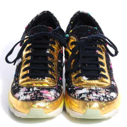 Chanel Tweed Lambskin Runway Sneakers Black 36 2 of 7