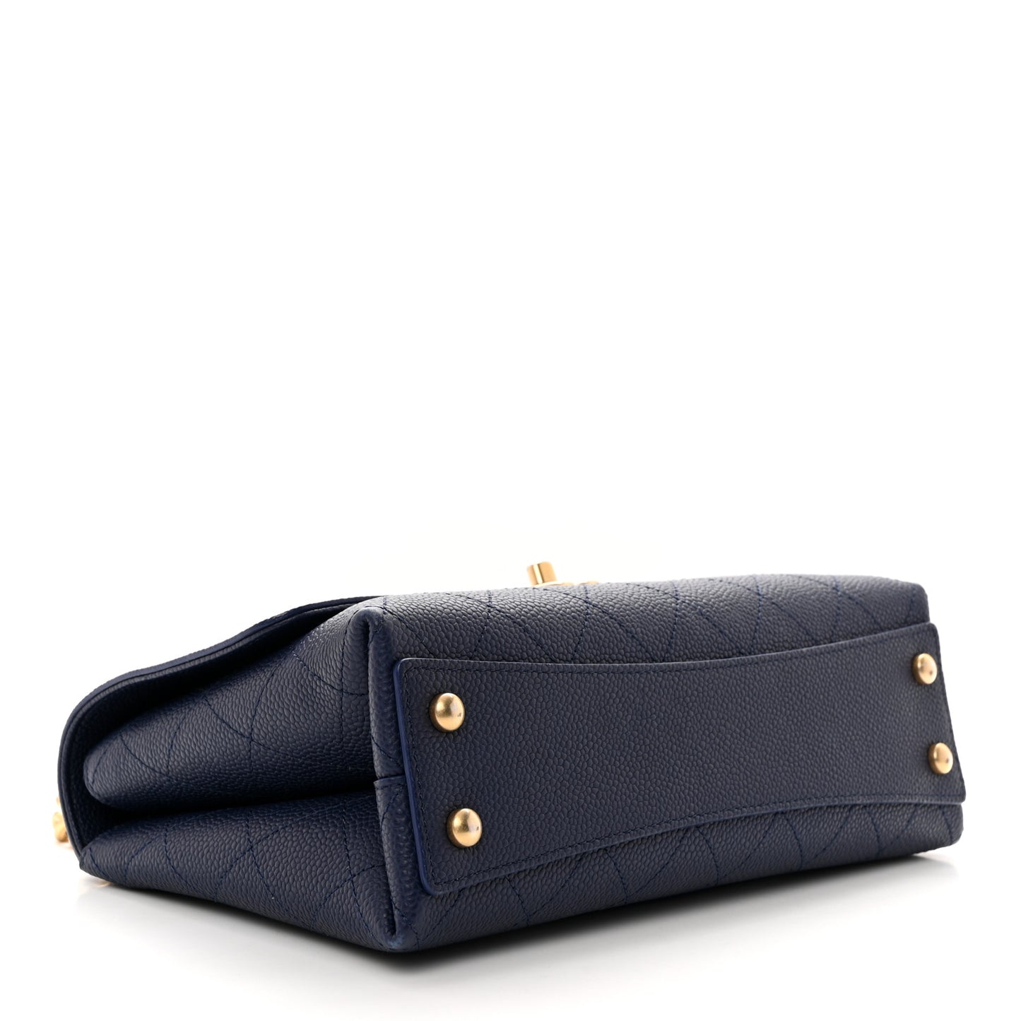 Grained Calfskin Small Stitched Flap Navy Blue
