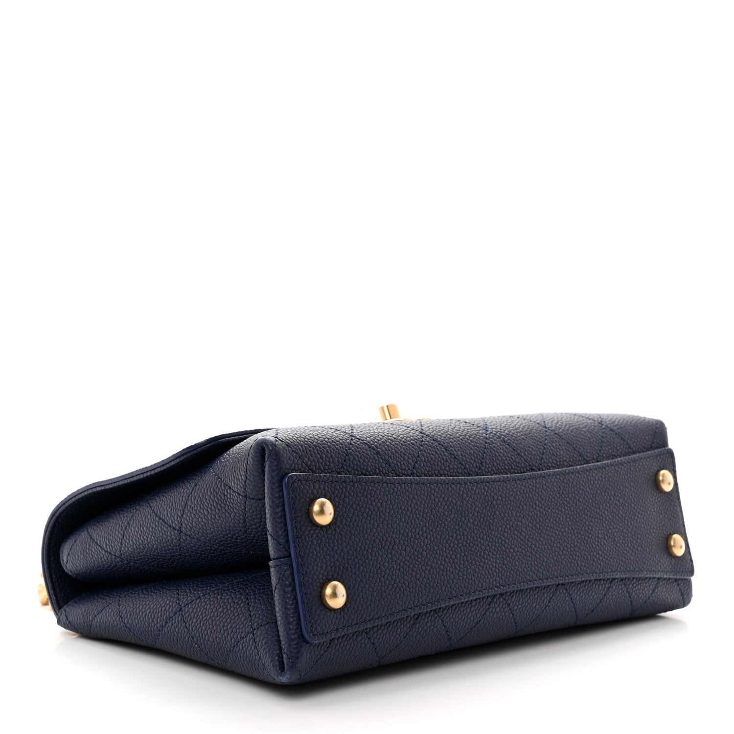 Chanel Grained Calfskin Small Stitched Flap Navy Blue 4 of 10