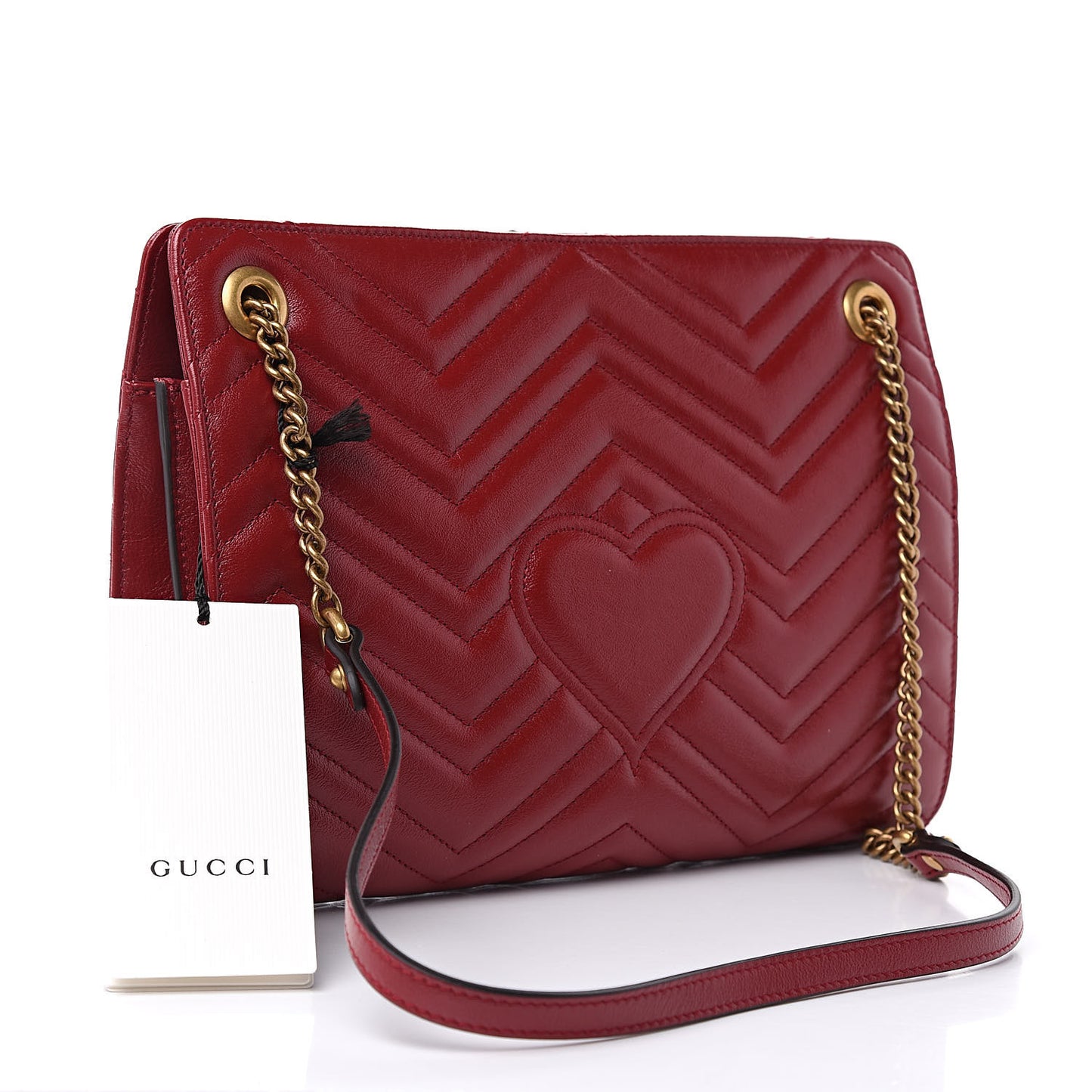 Azalea Calfskin Matelasse Heart Medium GG Marmont Slim Shoulder Bag Romantic Cerise