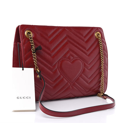 Gucci Azalea Calfskin Matelasse Heart Medium GG Marmont Slim Shoulder Bag Romantic Cerise 3 of 9