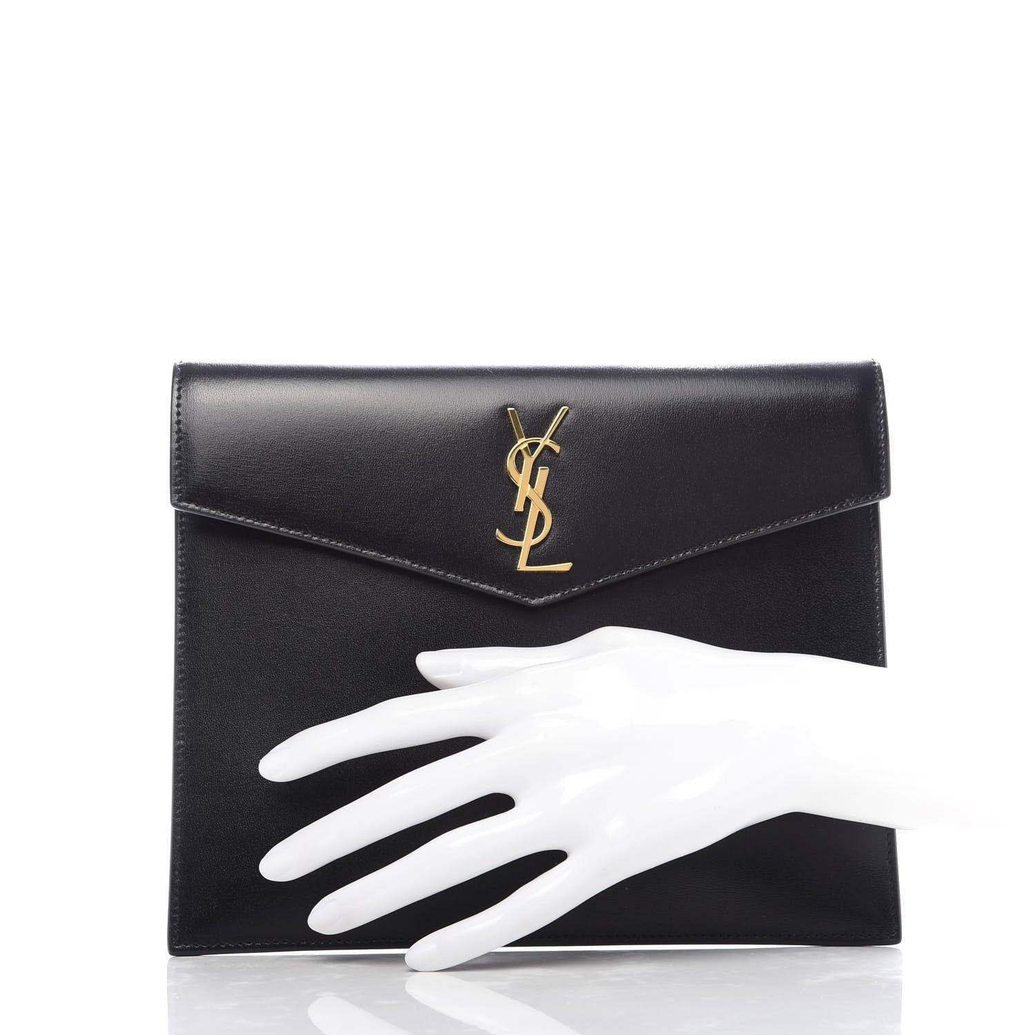 Saint Laurent Smooth Shiny Calfskin Monogram Uptown Baby Pouch Black 2 of 7
