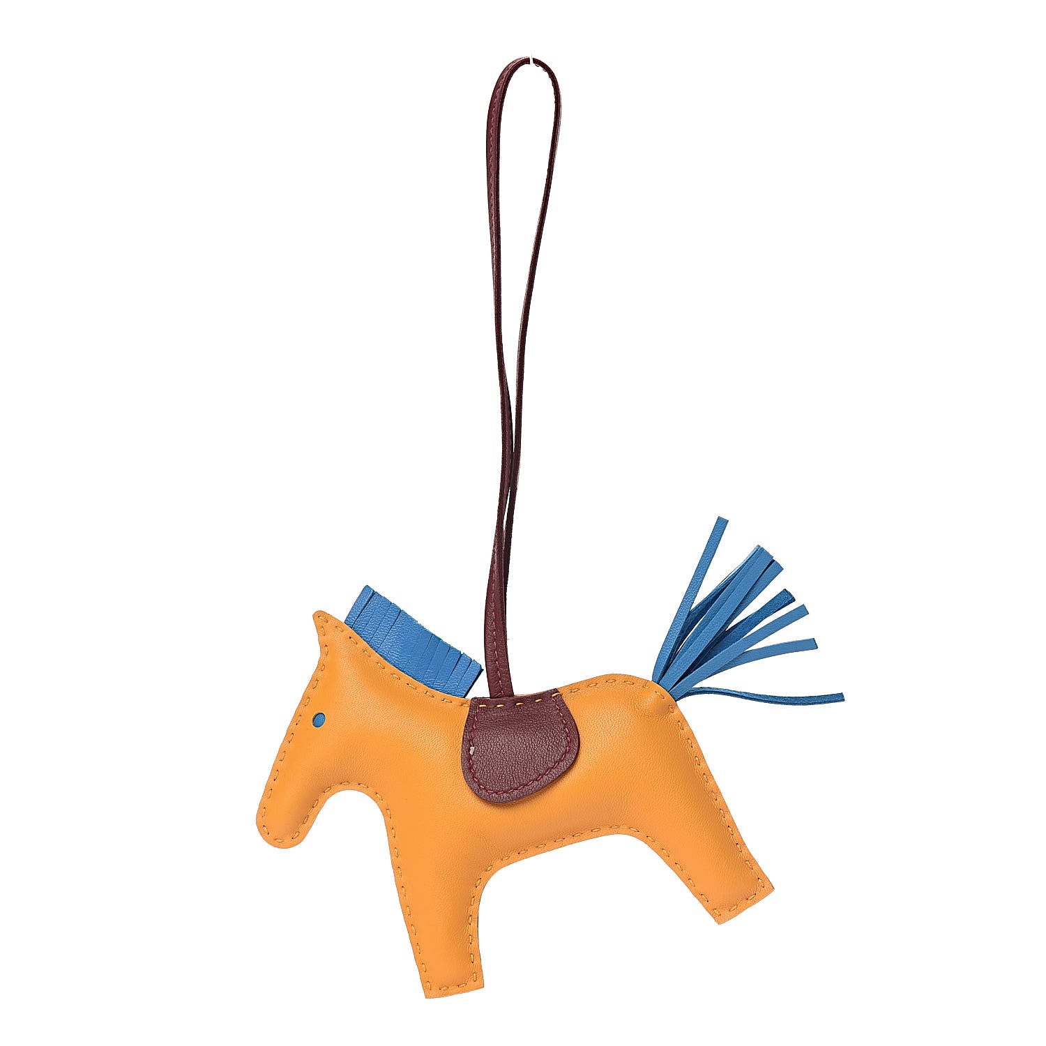 Hermes Milo Lambskin Grigri Rodeo Horse Bag Charm MM Jaune D'Or Bleu Zanzibar Rouge H 1 of 4