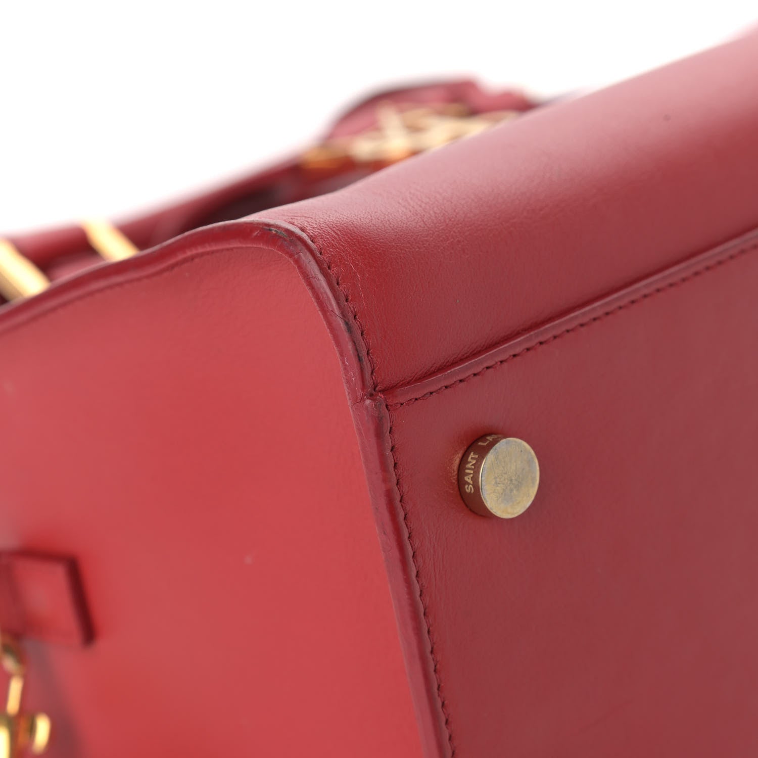 Saint Laurent Calfskin Small Monogram Cabas Lipstick Red 8 of 25