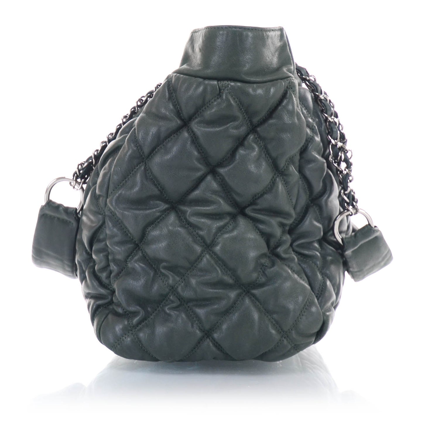 Lambskin Large Bubble Quilt Tote Green