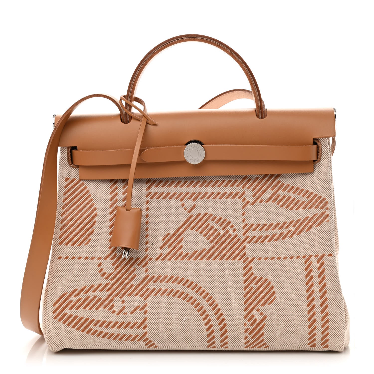 Hermes Vache Hunter Toile H Brides de Gala Herbag Zip Retourne 31 PM Natural 3 of 14