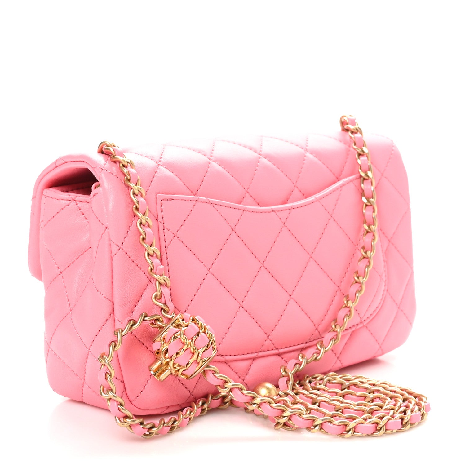 Chanel Lambskin Quilted Mini Rectangular Pearl Crush Flap Pink 3 of 11