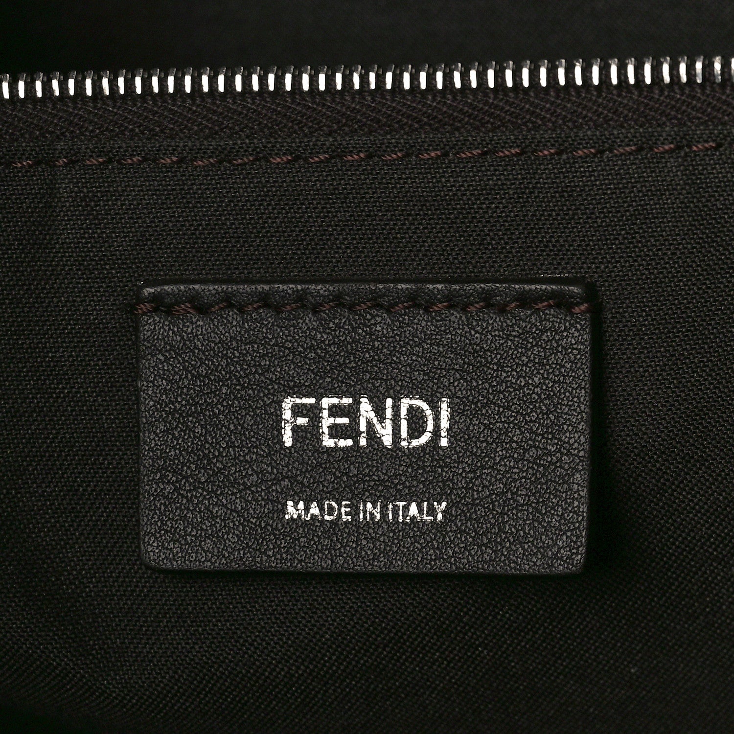 Fendi Glazed Fabric Vitello Century FF 1974 Stamp Patch Shopping Tote Mogano Panna Black 6 of 11