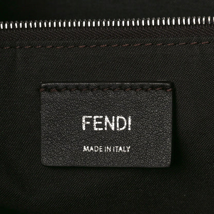Fendi Glazed Fabric Vitello Century FF 1974 Stamp Patch Shopping Tote Mogano Panna Black 6 of 11