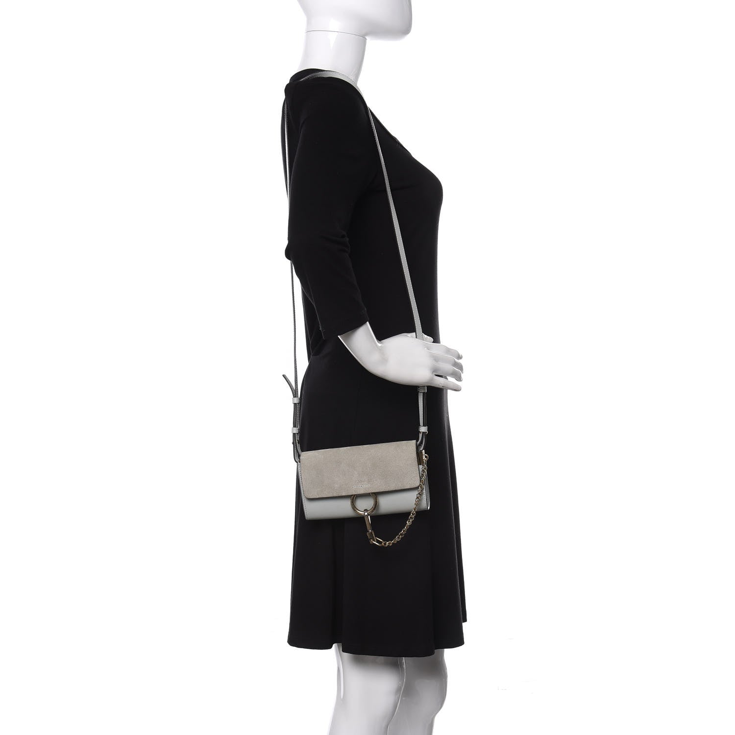 Chloe Suede Calfskin Mini Faye Shoulder Bag Airy Grey 2 of 8