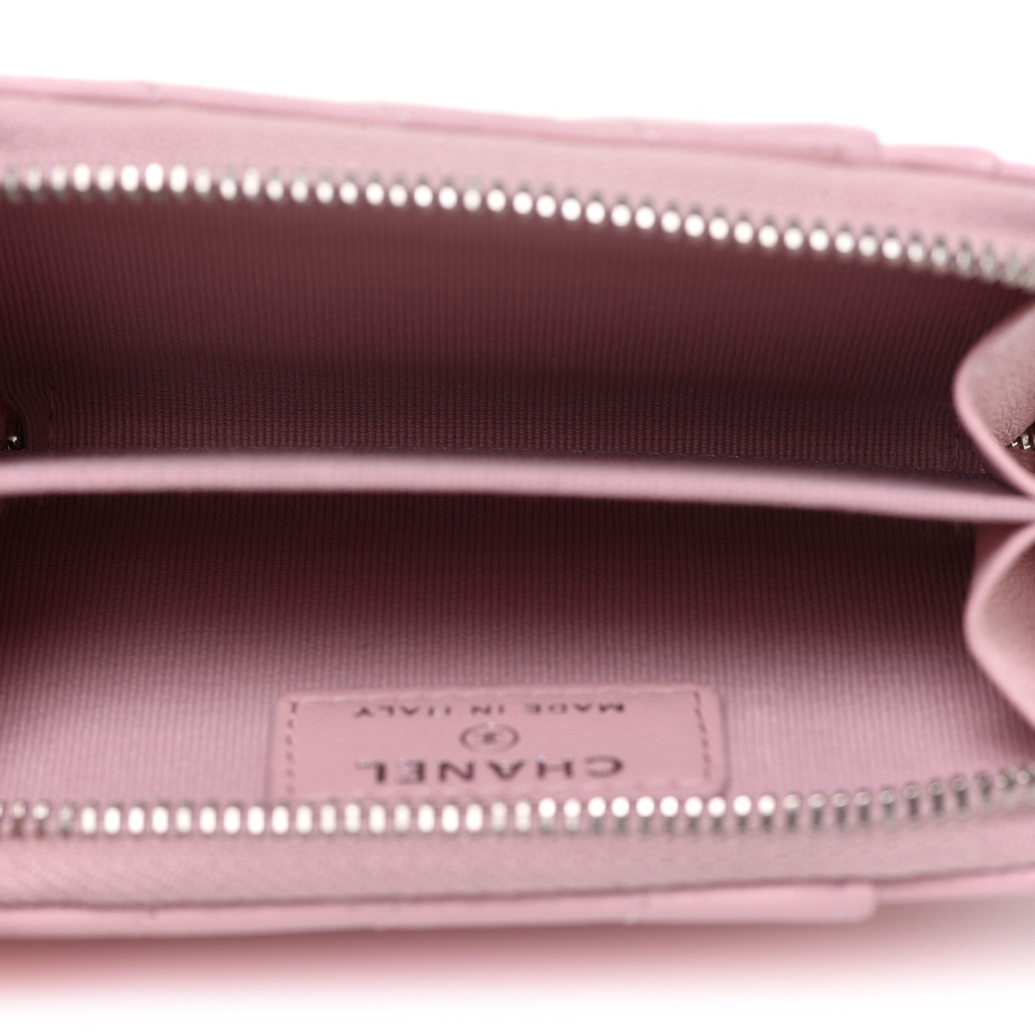 Chanel Lambskin Chevron Quilted Zip Card Holder Pink 5 of 8