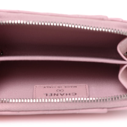 Chanel Lambskin Chevron Quilted Zip Card Holder Pink 5 of 8