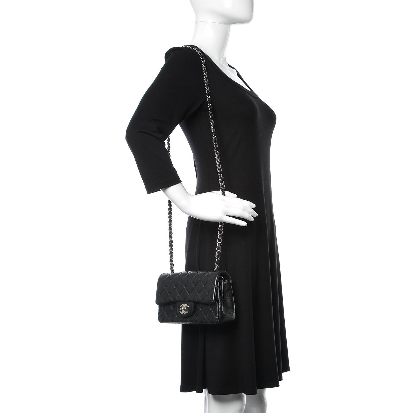 Lambskin Quilted Mini Rectangular Flap Black