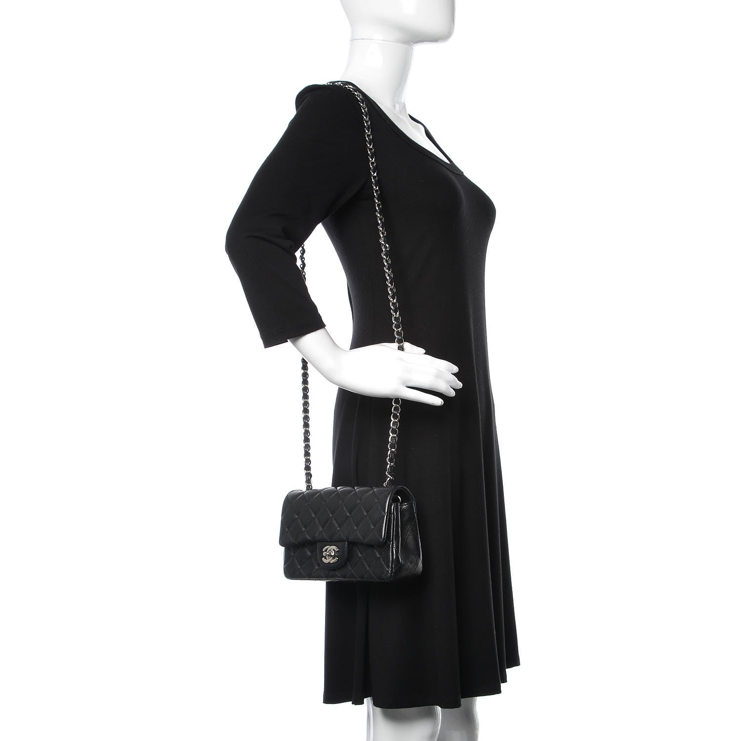 Chanel Lambskin Quilted Mini Rectangular Flap Black 2 of 9