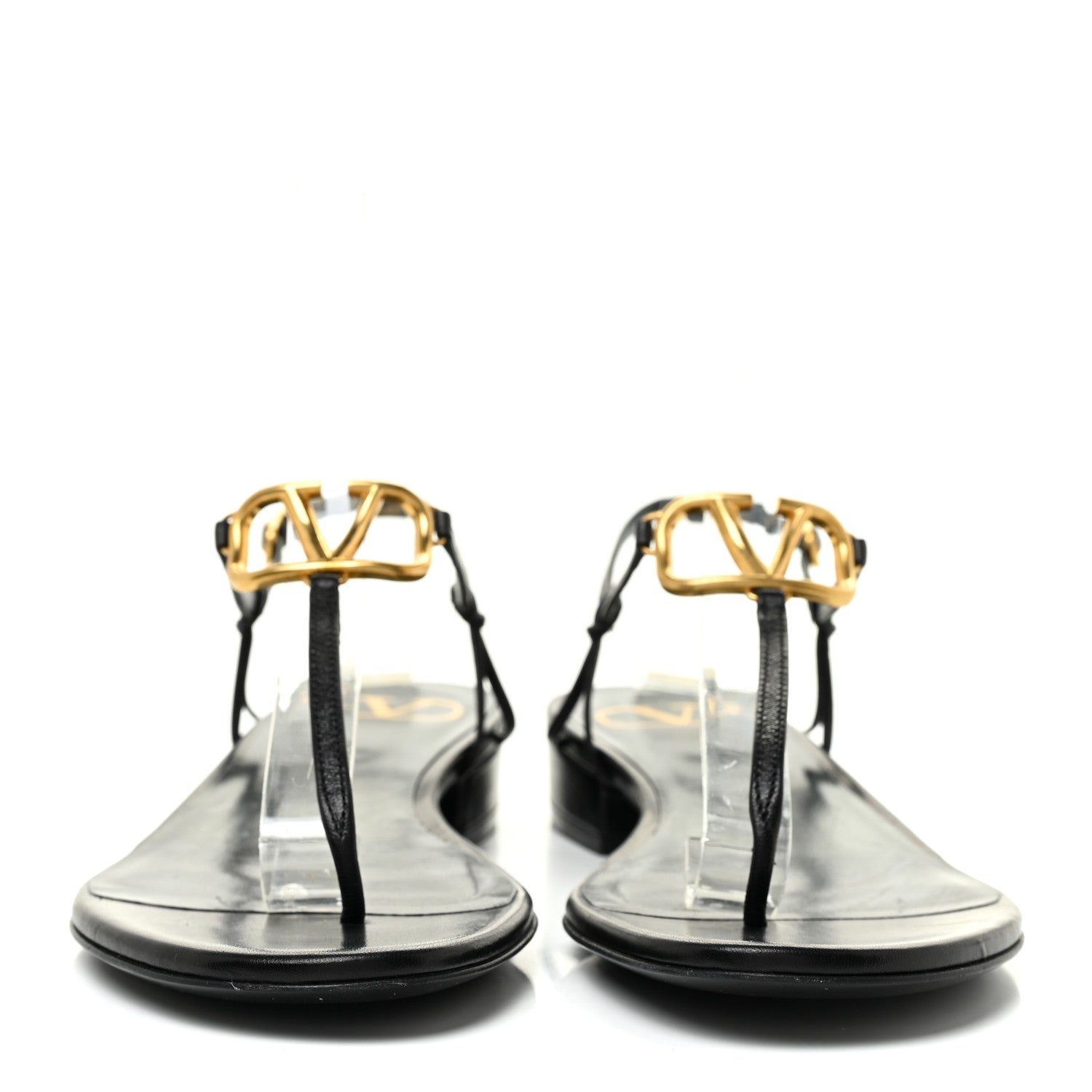 Valentino Garavani Calfskin VLogo Slingback Low Heel Thong Sandals 36 Black 2 of 12