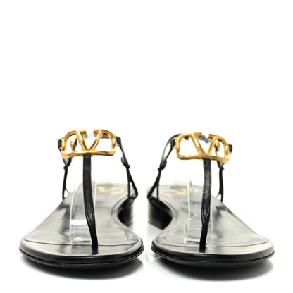 Valentino Garavani Calfskin VLogo Slingback Low Heel Thong Sandals 36 Black 2 of 12