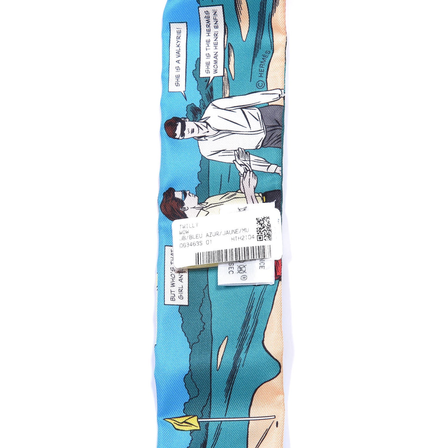 Hermes Silk Wow Twilly Bleu Azur Jaune 2 of 4