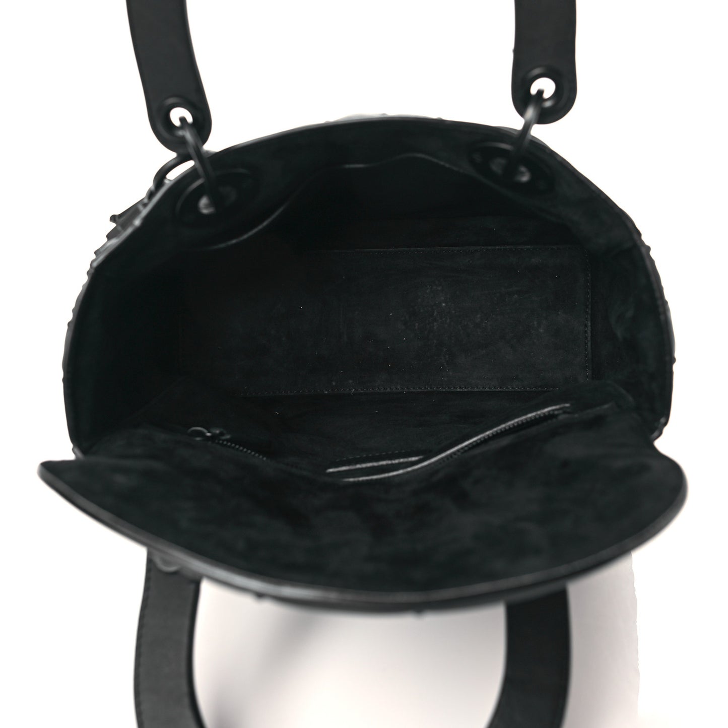 Calfskin Cannage Studded Medium Supple Lady Dior Black