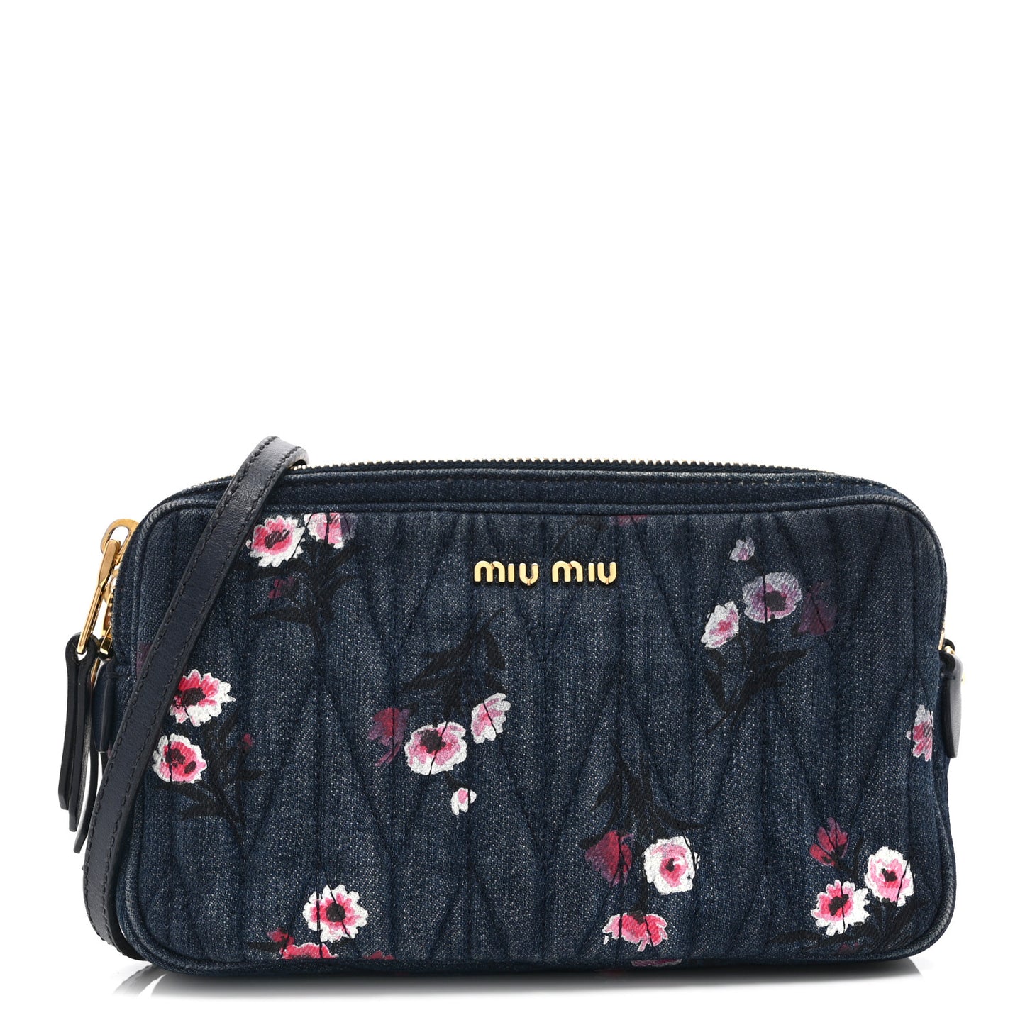 Denim Matelasse Camera Bag  Blue Multicolor