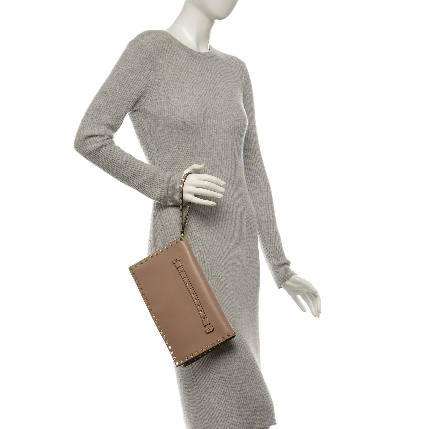 Nappa Rockstud Wristlet Clutch Alpaca