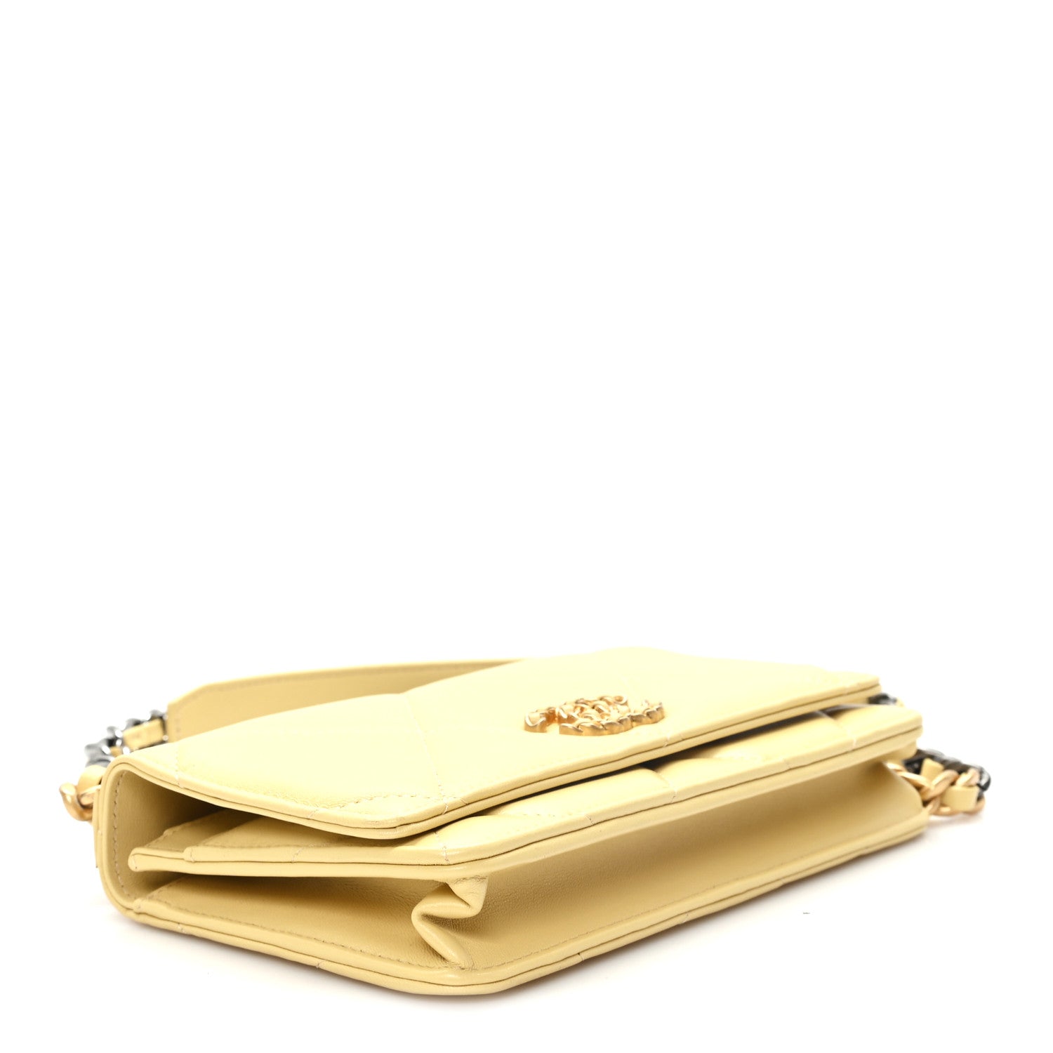 Chanel Lambskin Quilted Chanel 19 Wallet On Chain WOC Yellow 4 of 12