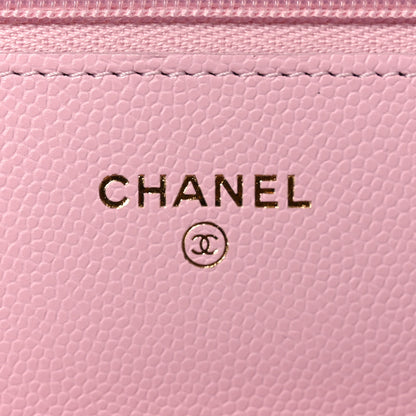 Chanel Caviar Quilted Textured CC Wallet on Chain WOC Light Pink 5 of 11