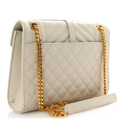 Saint Laurent Grain De Poudre Textured Mixed Matelasse Medium Triquilt Monogram Satchel Crema Soft 3 of 9