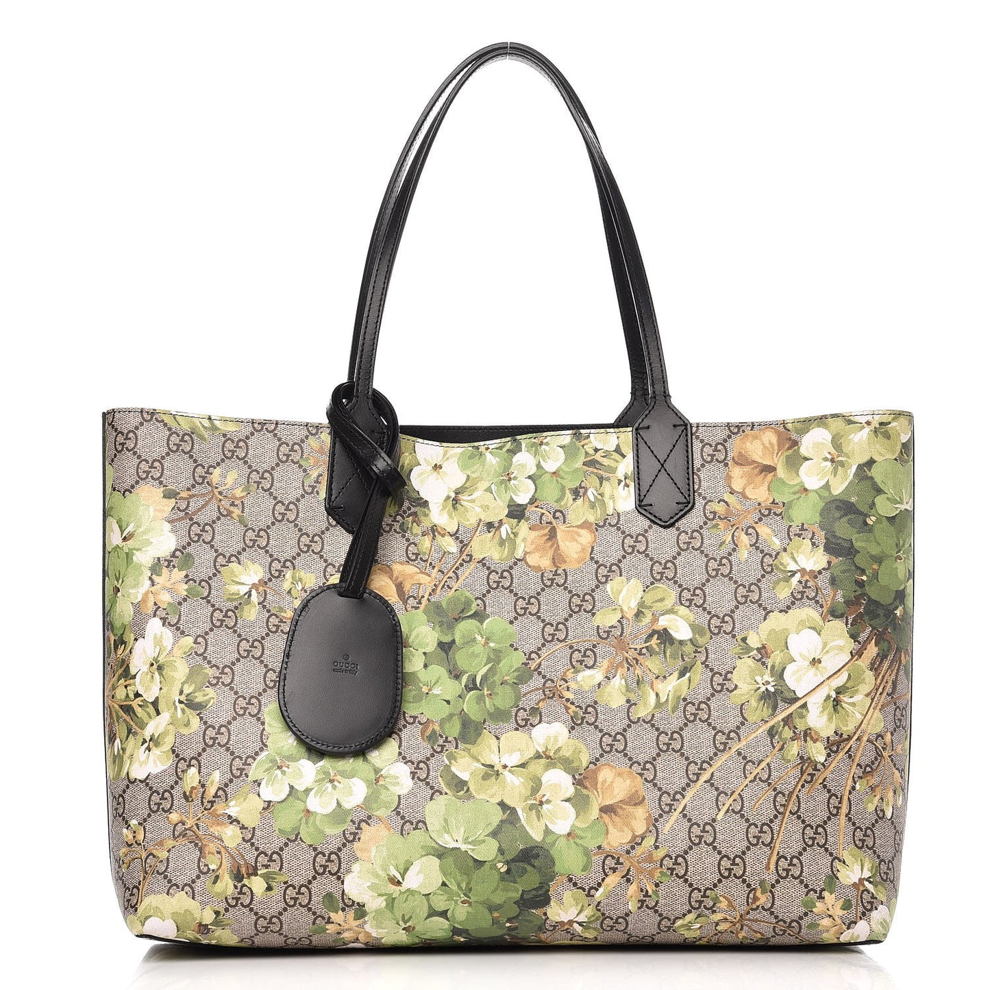 GG Supreme Monogram Blooms Medium Reversible Tote Beige New Military Black