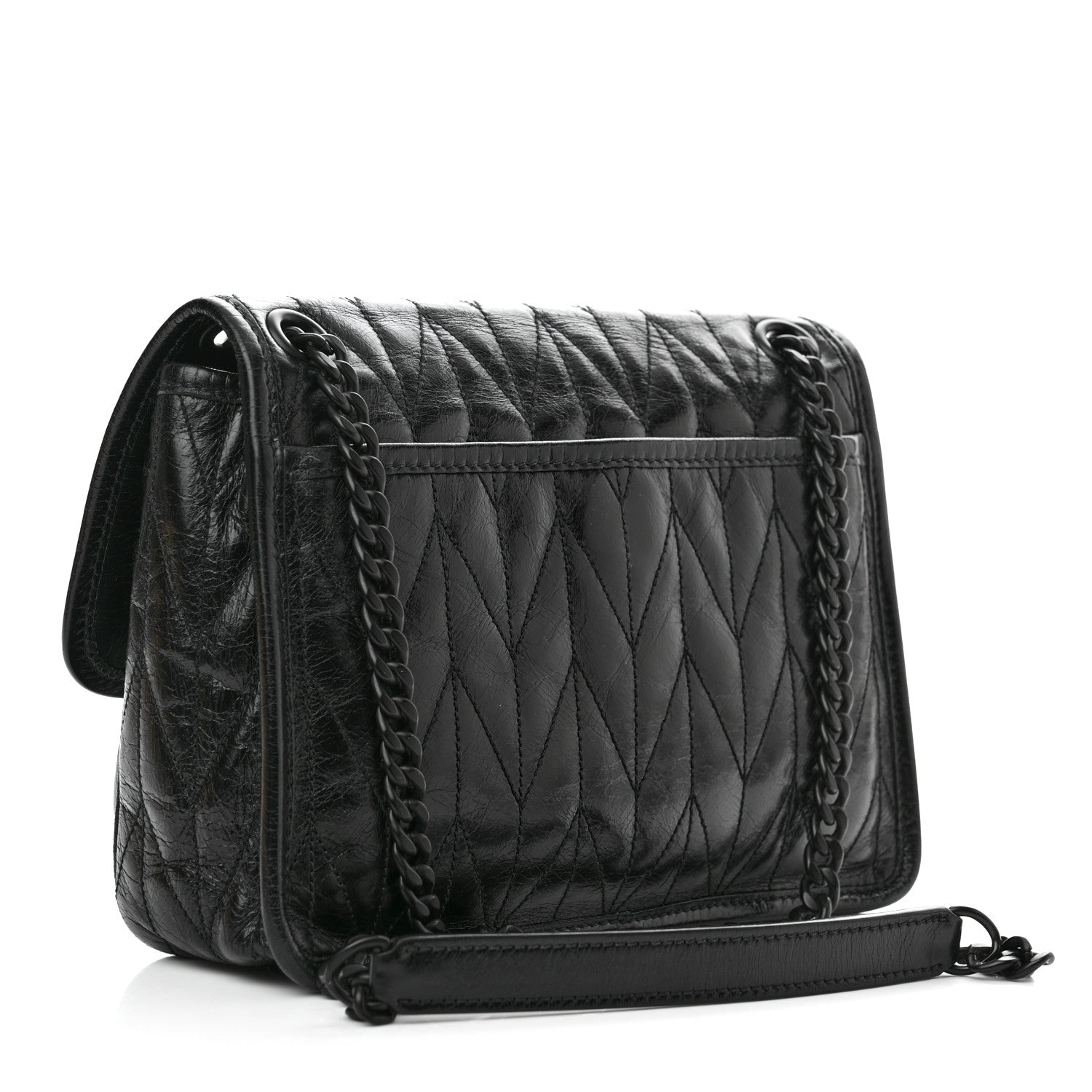 Miu Miu Vitello Shine Trapu Shoulder Bag Black 3 of 9