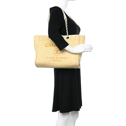 Chanel Canvas Small Deauville Tote Light Yellow 2 of 9