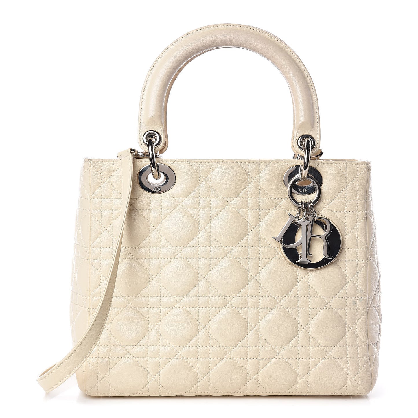 Lambskin Cannage Medium Lady Dior Light Beige
