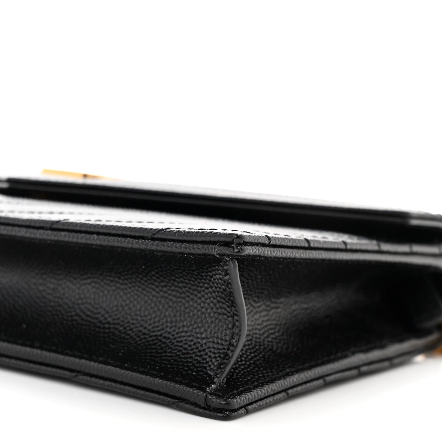 Grain De Poudre Matelasse Chevron Monogram Envelope Chain Wallet Black