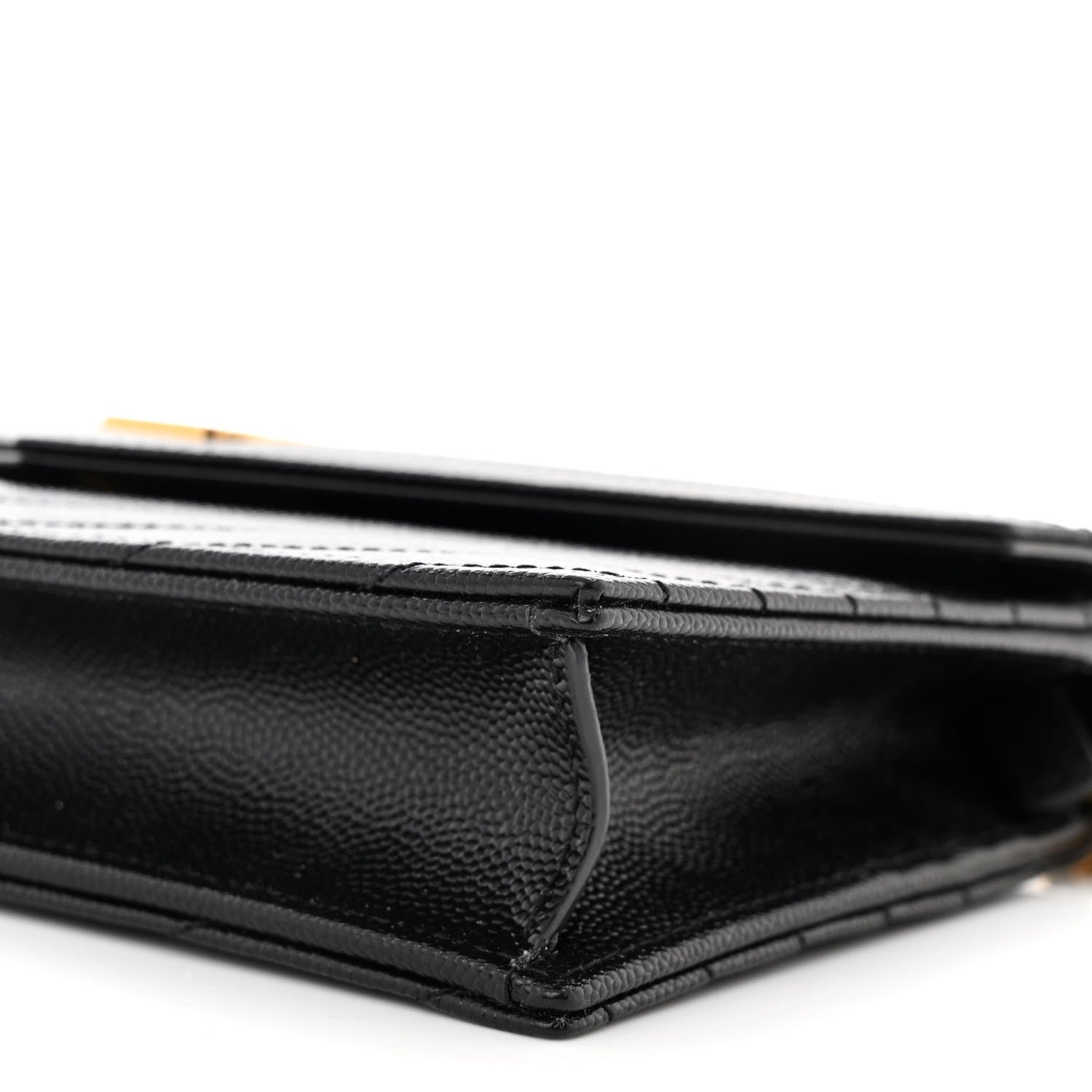 Saint Laurent Grain De Poudre Matelasse Chevron Monogram Envelope Chain Wallet Black 10 of 12