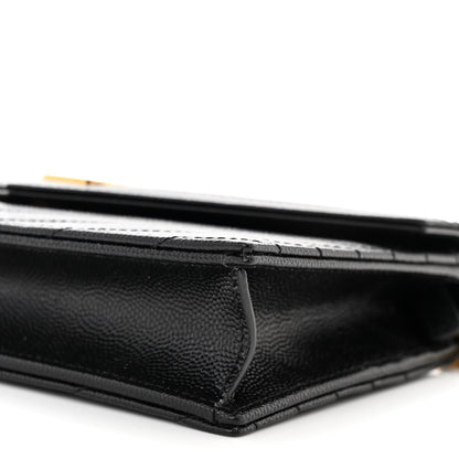 Saint Laurent Grain De Poudre Matelasse Chevron Monogram Envelope Chain Wallet Black 10 of 12