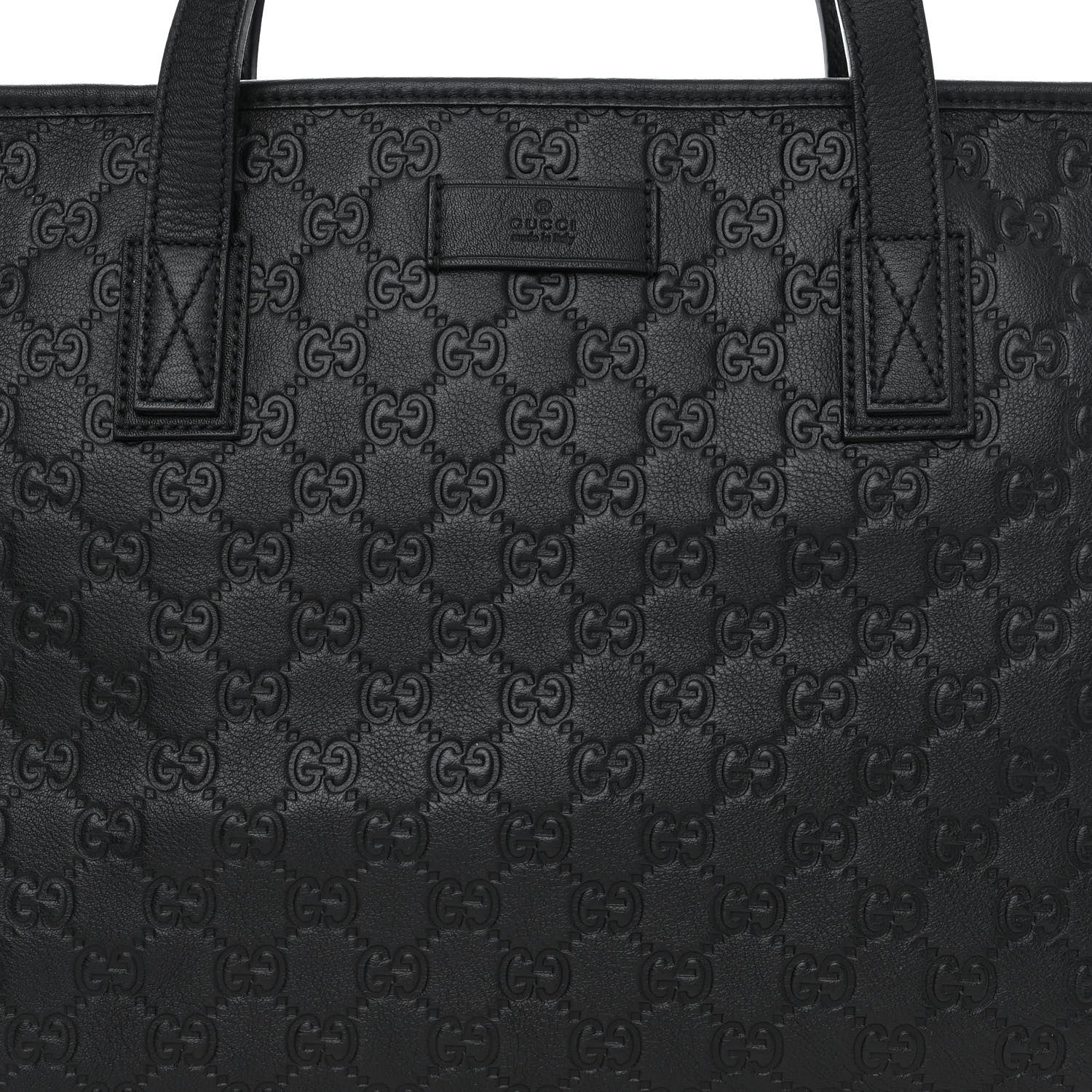 Gucci Guccissima Medium Zippered Shopping Tote Black 8 of 10