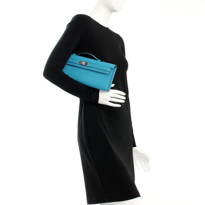 Hermes Swift Kelly Cut Clutch Pochette Turquiose 2 of 17
