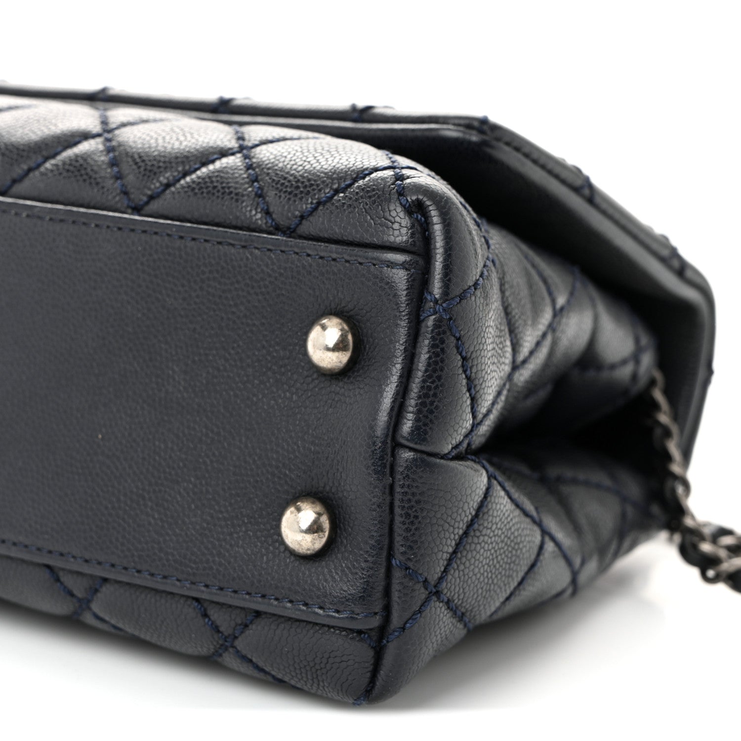 Chanel Caviar Lizard Quilted Mini Coco Handle Flap Navy 10 of 11