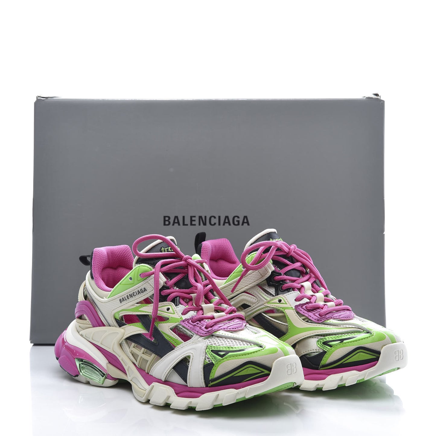 Rubber Mesh Bi-Color Mens Track.2 Open Sneakers 39 White Green Pink