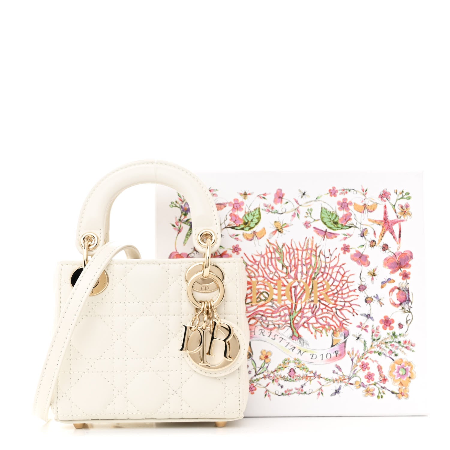 Christian Dior Lambskin Cannage Micro Lady Dior Latte 11 of 11