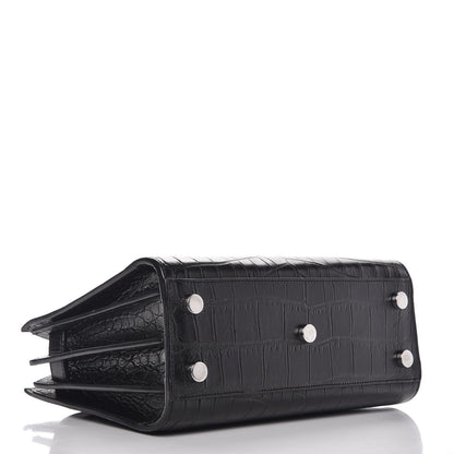 Saint Laurent Croc Calfskin Embossed Nano Sac De Jour Black 5 of 12