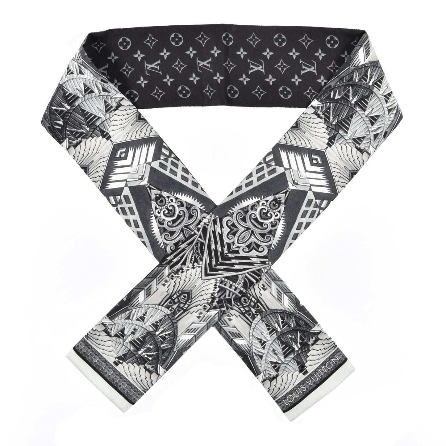 Silk Monogram Buildings Bandeau Black