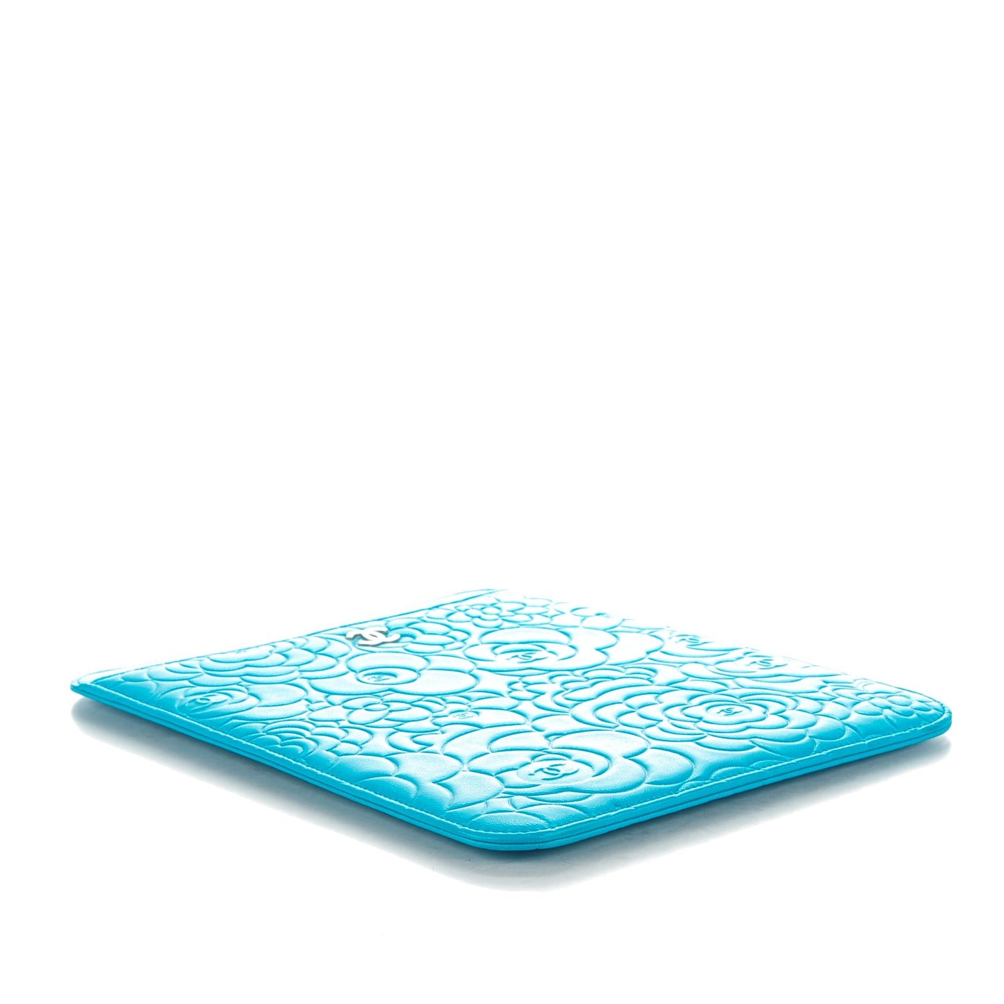Lambskin Camellia Embossed iPad Case Turquoise