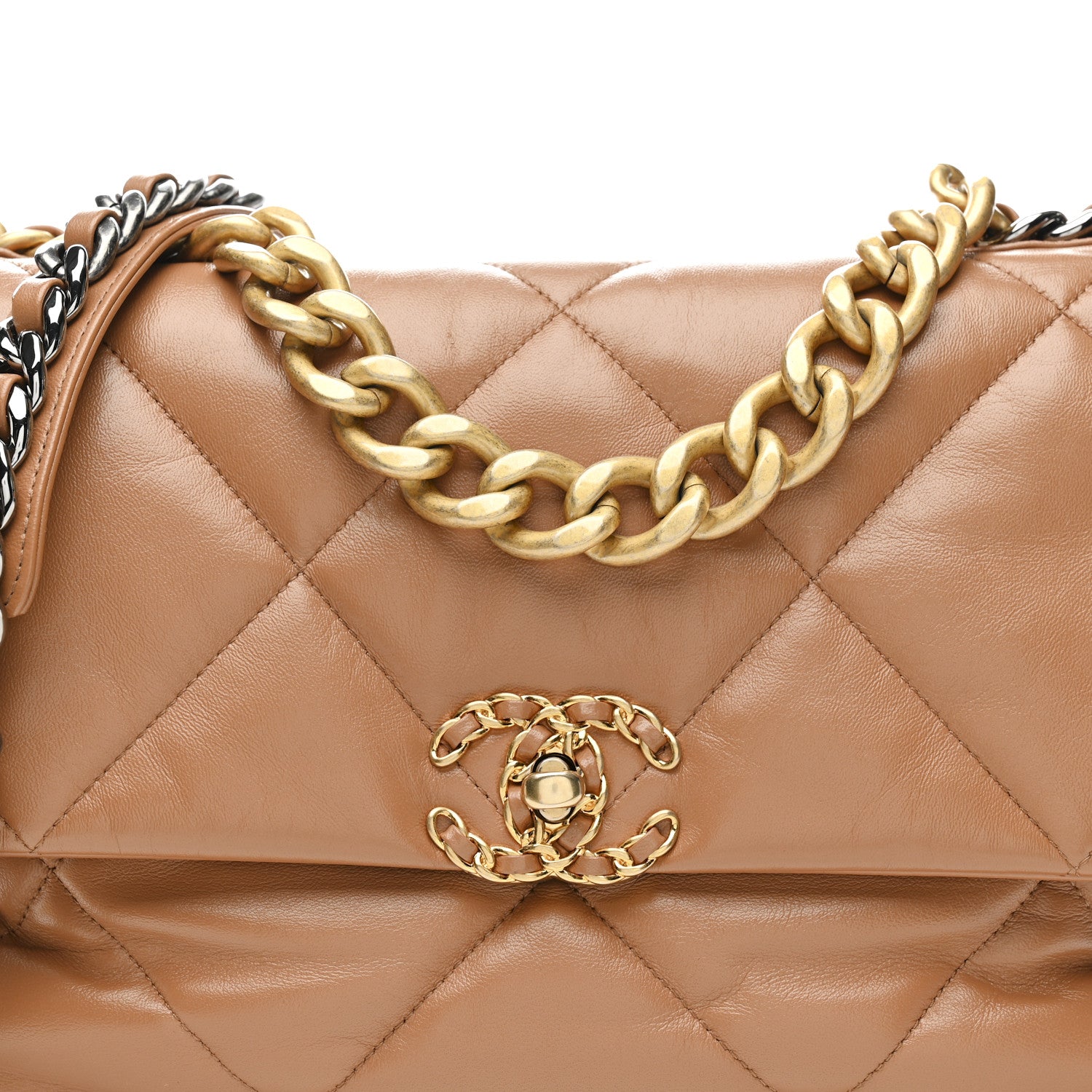 Chanel Lambskin Quilted Large Chanel 19 Flap Brown 8 of 10