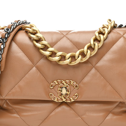 Chanel Lambskin Quilted Large Chanel 19 Flap Brown 8 of 10