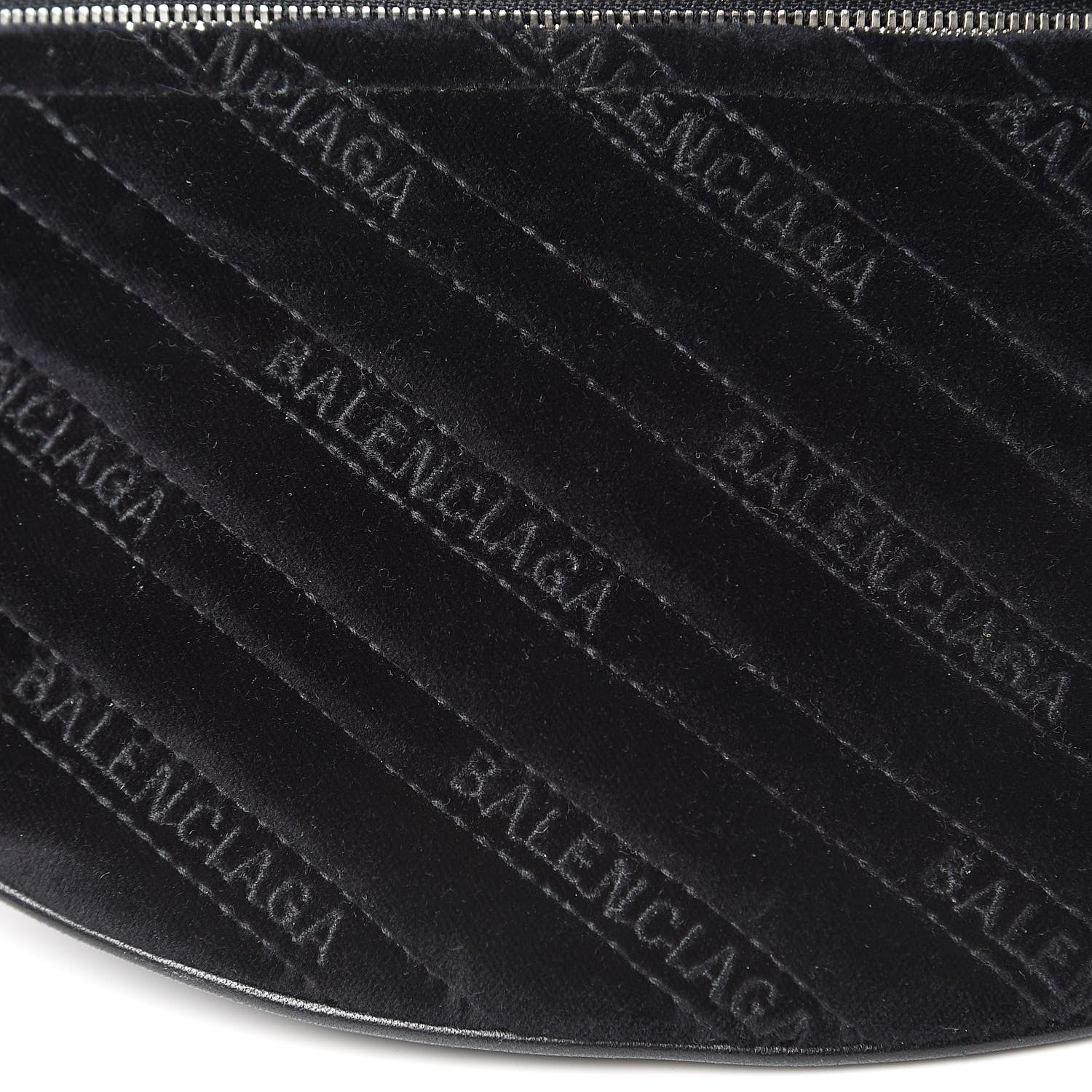 Balenciaga Crushed Velvet Diagonal Allover Logo Matelasse XS Souvenir Belt Bag Black 7 of 10