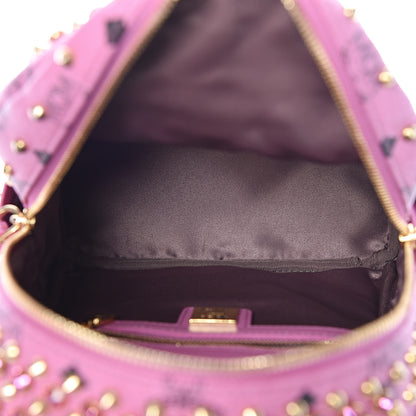 MCM Visetos Swarovski Mini Stark Diamond Backpack Pink 5 of 9