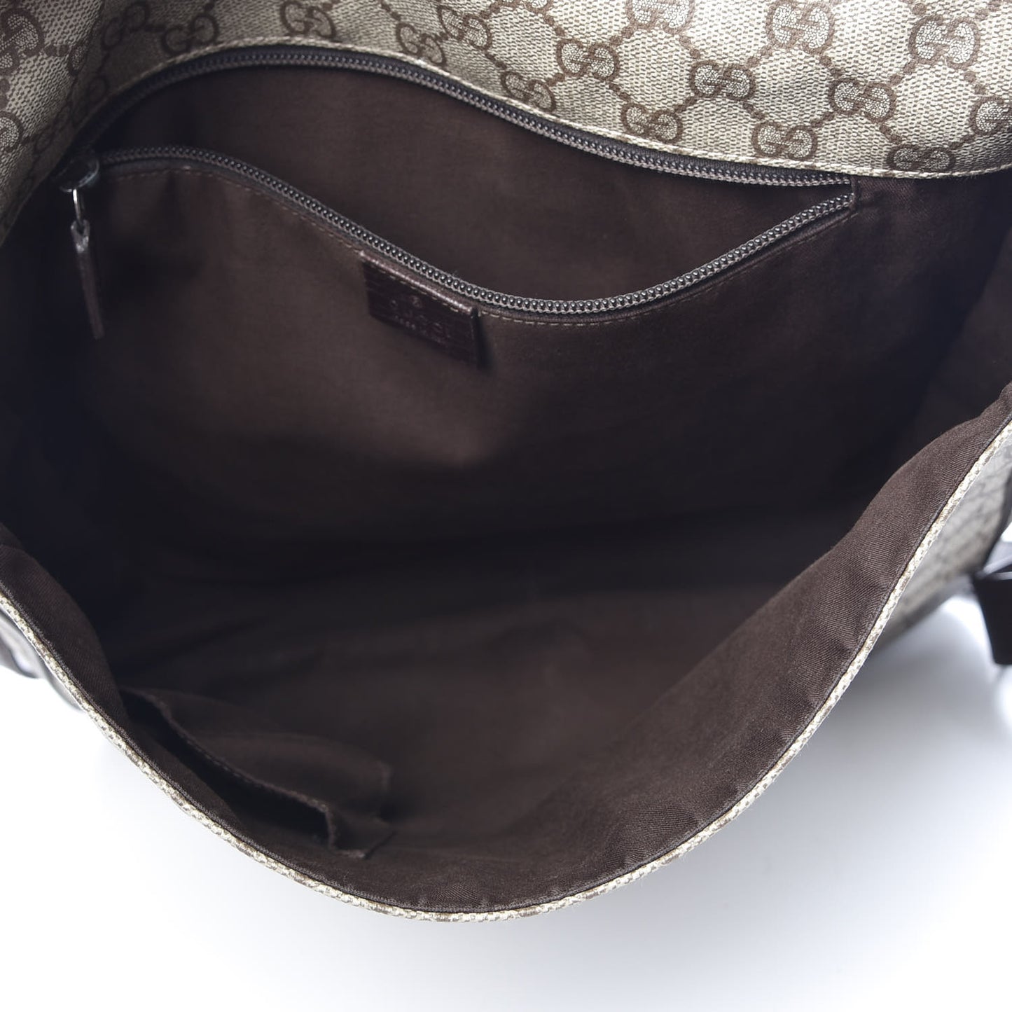 GG Plus Monogram Web Large Flap Messenger Bag Beige Dark Brown