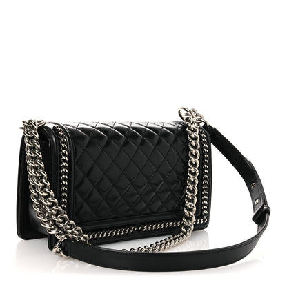 Chanel Glazed Calfskin Quilted Medium Chain Around Boy Flap Black 3 of 10
